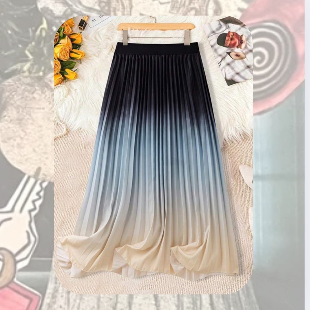 🆕 🎉 elegant ombre gradient pleated high waist flowy skirt